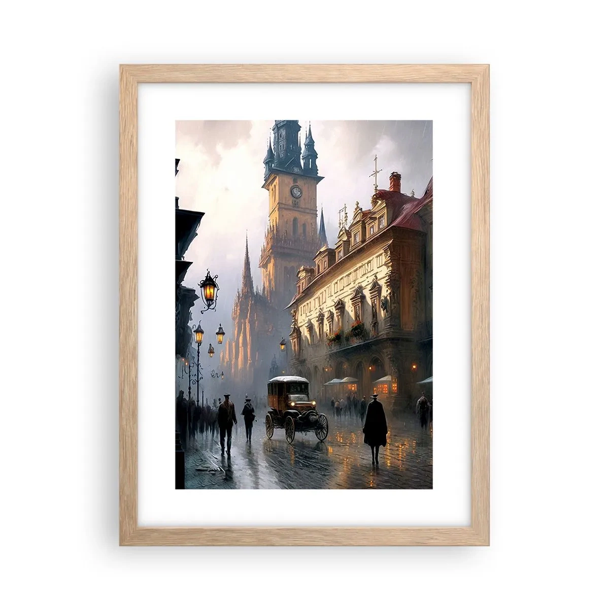 Poster in cornice rovere chiaro - Il fascino delle sere di Praga - 30x40 cm