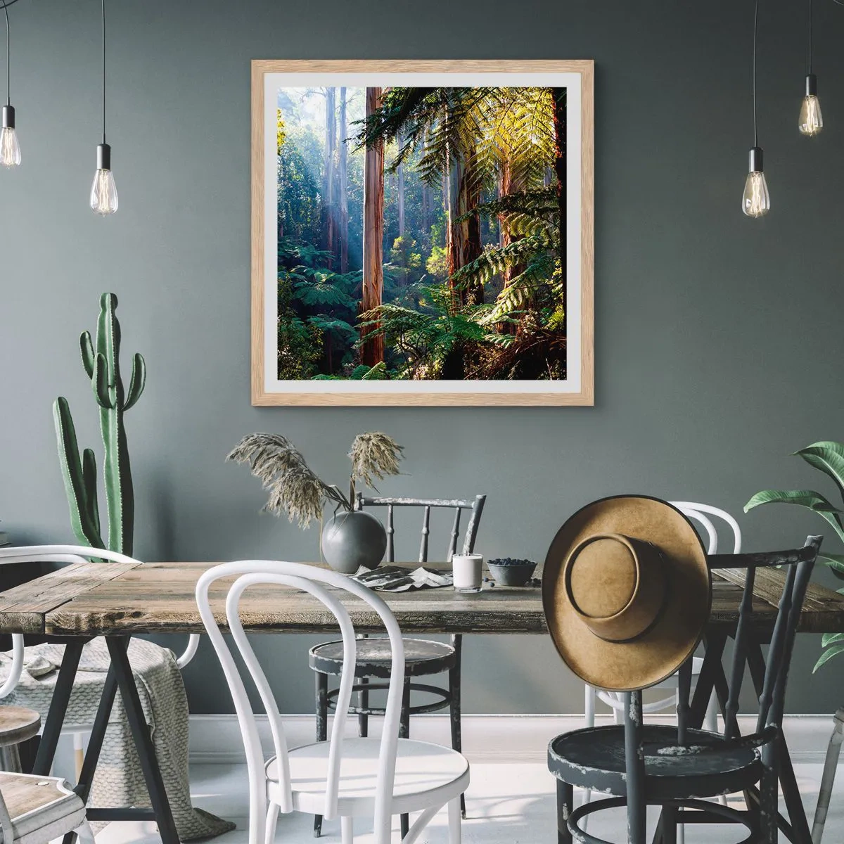 Poster in cornice rovere chiaro - La favola del bosco - 60x60 cm