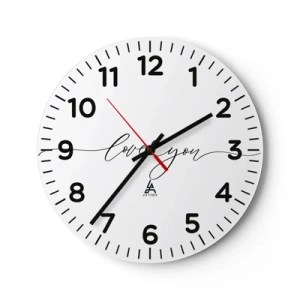 Orologio da parete - Orologio in Vetro - Bianco e nero - 40x40 cm