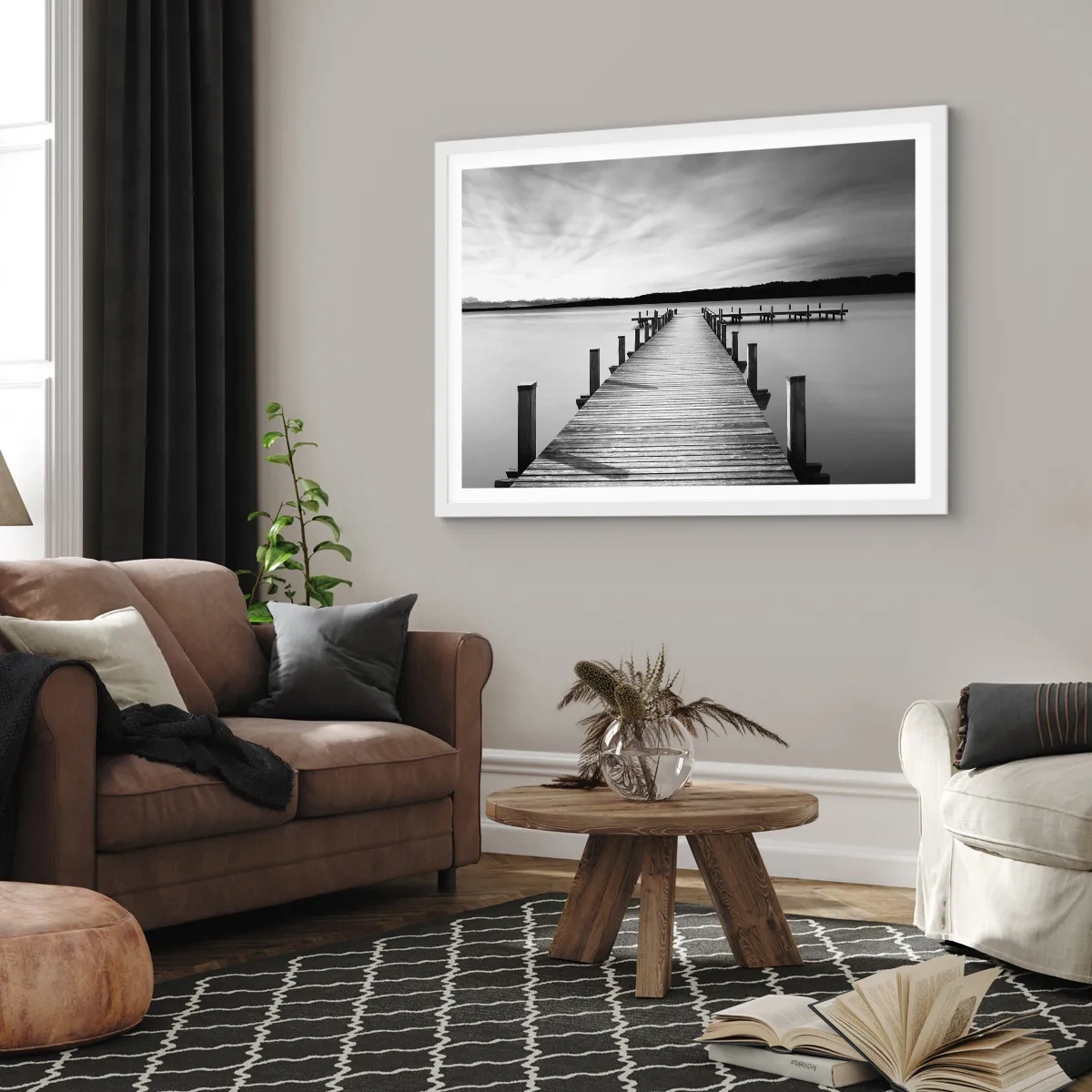 Poster in cornice bianca - Pace sull'acqua - 40x30 cm