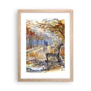 Poster in cornice rovere chiaro - Passeggiando insieme l'autunno - 30x40 cm