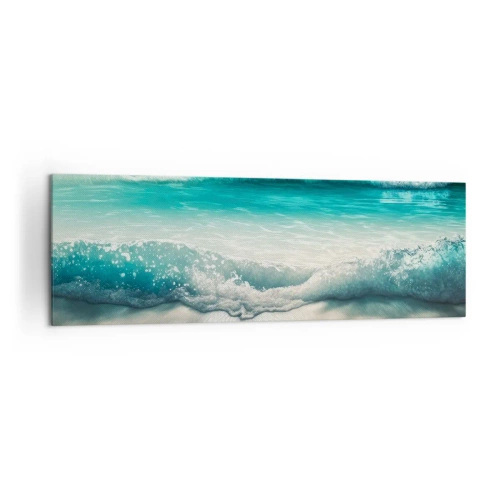 Quadro su tela - Stampe su Tela - Onde dell'oceano su una spiaggia di sabbia chiara - 160x50cm - La calma dell'oceano - Decorazione murale moderna per soggiorno e camera da letto ARTTOR