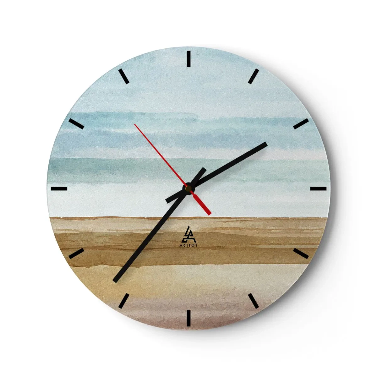 Orologio da parete - Orologio in Vetro - Un paesaggio delicato con spiaggia e cielo azzurro - 30x30cm - Rilassamento - Decorazione murale moderna per soggiorno, cucina e camera da letto ARTTOR