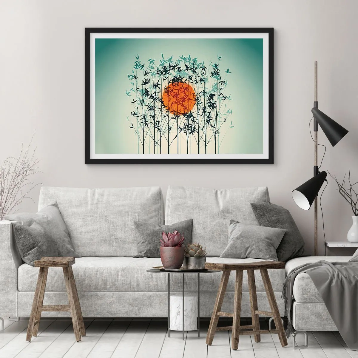 Poster in cornice nera - Sole giapponese - 91x61 cm