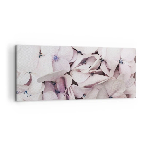 Quadro su tela - Stampe su Tela - Delicate ortensie bianche in tonalità pastello - 120x50cm - Un'alluvione di fiori - Decorazione murale moderna per soggiorno e camera da letto ARTTOR