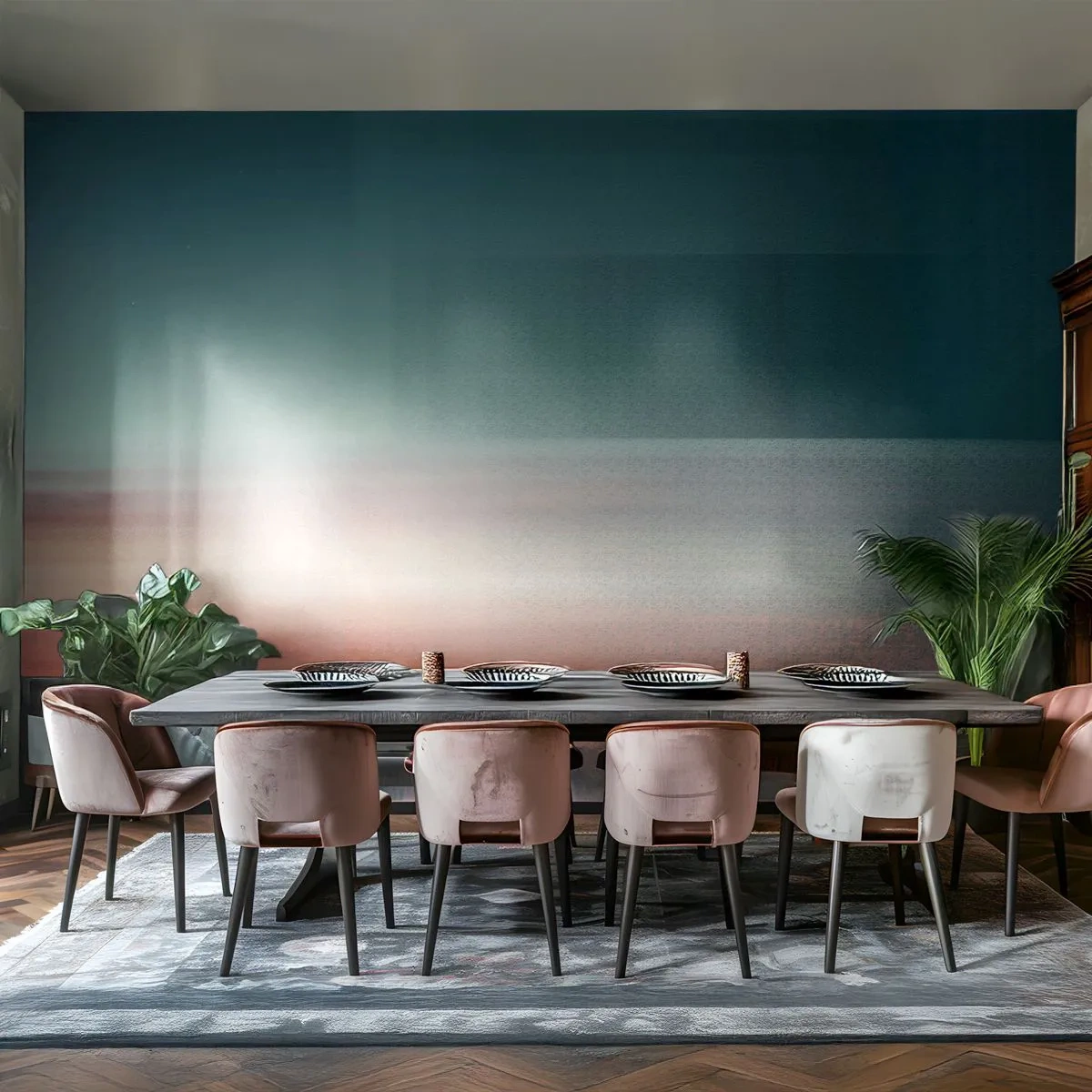 Fotomurale su misura Standard Eco - Astrazione: onde di luce - Acqua, Cielo, Minimalismo