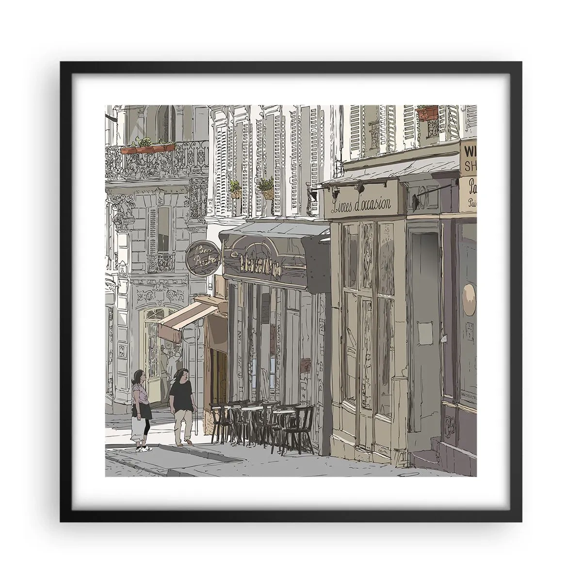Poster in cornice nera - Gioie cittadine - 50x50 cm