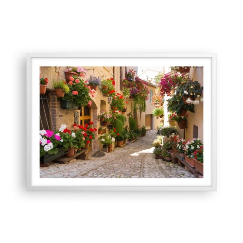 Poster in cornice bianca - Un'esplosione di fiori - 70x50 cm