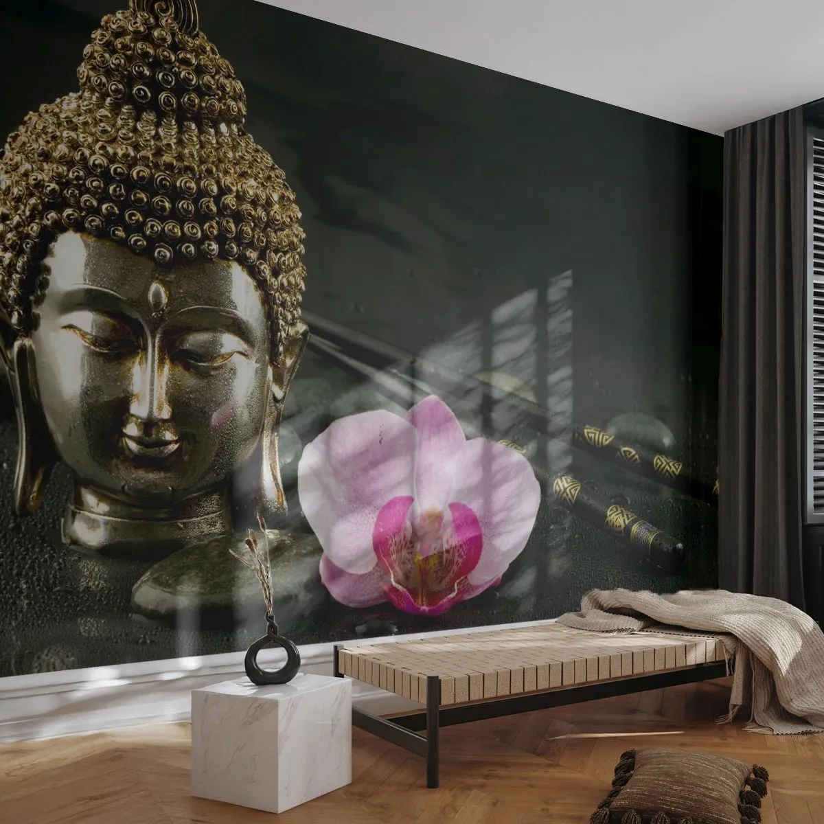 Fotomurali Premium Sand - Armonia di saggezza e bellezza - Budda, Religione, Credenza - 200x140 cm