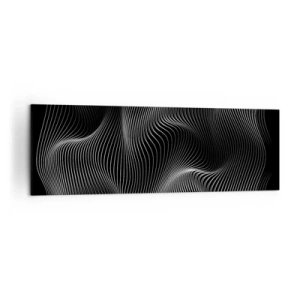 Quadro su tela - Stampe su Tela - Linee bianche astratte su sfondo nero - 160x50cm - La danza della luce nello spazio - Decorazione murale moderna per soggiorno e camera da letto ARTTOR