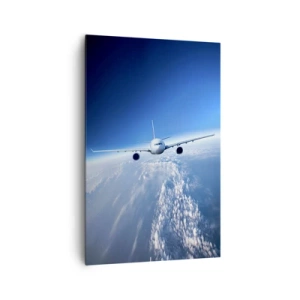 Quadro su tela - Stampe su Tela - Un aereo che vola sopra le nuvole contro un cielo blu - 80x120cm - Voglia di volare - Decorazione murale moderna per soggiorno e camera da letto ARTTOR