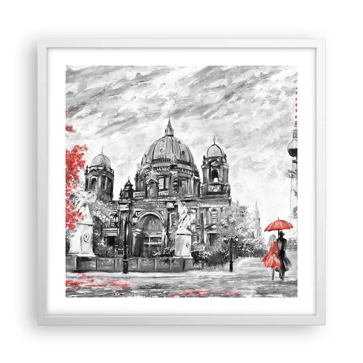 Poster in cornice bianca - Incontro a Berlino - 50x50 cm