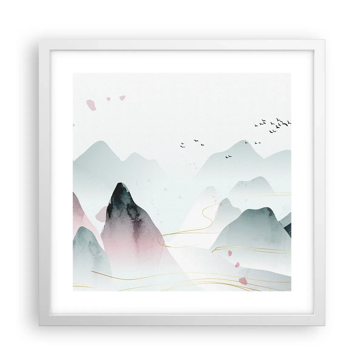 Poster in cornice bianca - Oltre le cime - 40x40 cm