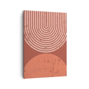 Quadro su tela - Stampe su Tela - Motivi geometrici nei toni del terracotta su sfondo vintage - 50x70cm - Rapporti stretti - Decorazione murale moderna per soggiorno e camera da letto ARTTOR