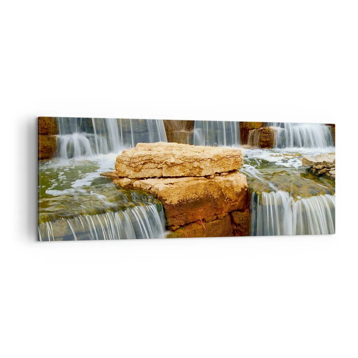 Quadro su tela - Stampe su Tela - Una cascata che scorre lungo gradini di pietra - 140x50cm - La scala verso il cielo - Decorazione murale moderna per soggiorno e camera da letto ARTTOR