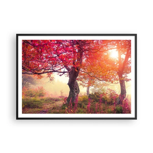 Poster in cornice nera - Paesaggio autunnale con alberi dai colori intensi - 100x70cm - L'esplosione della fioritura - Decorazione murale moderna per soggiorno e camera da letto ARTTOR