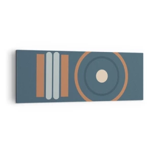 Quadro su tela - Stampe su Tela - Una composizione geometrica con cerchi e rettangoli dai colori tenui. - 140x50cm - L'essenza delle cose - Decorazione murale moderna per soggiorno e camera da letto ARTTOR