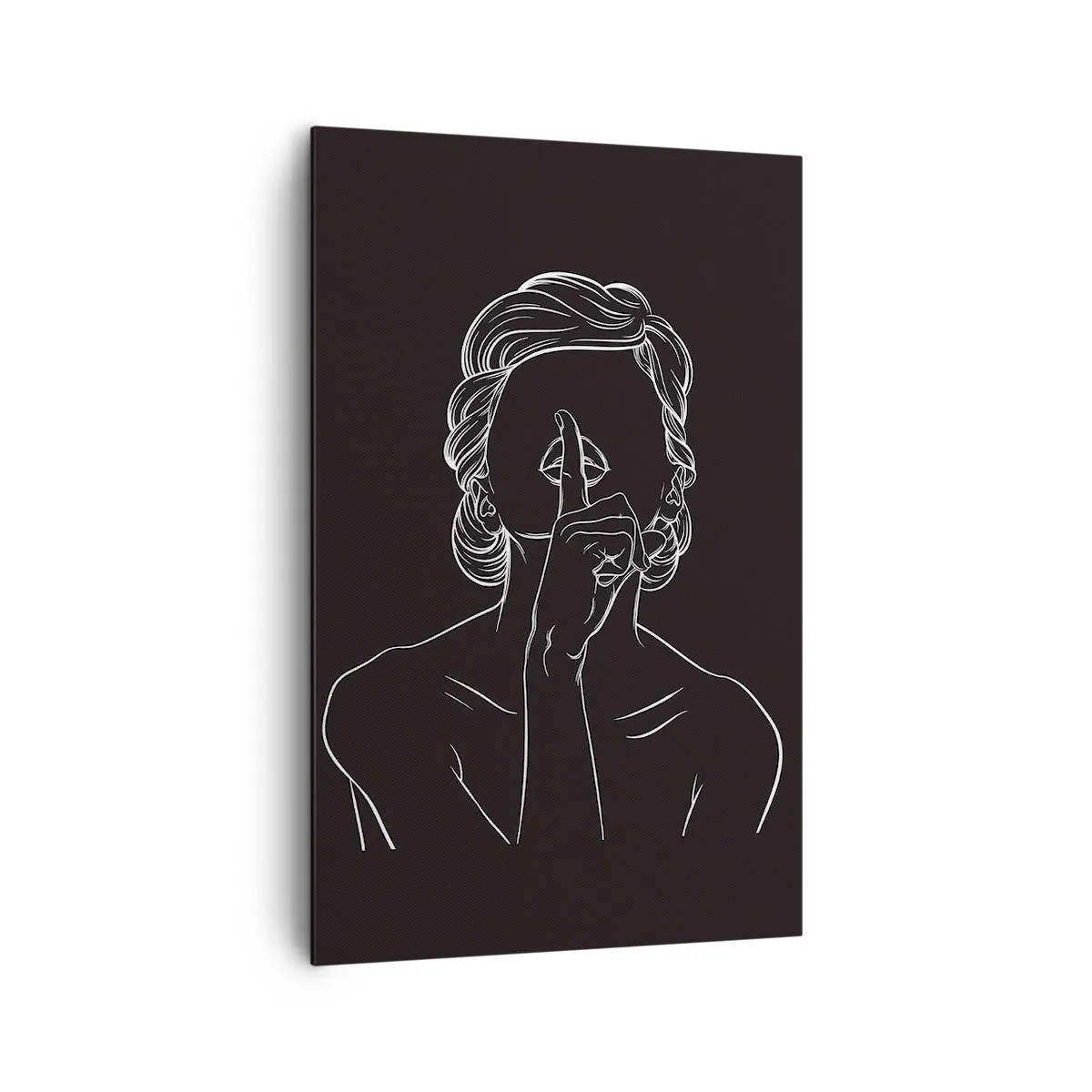 Quadro su tela - Stampe su Tela - Silhouette minimalista di una donna su sfondo nero - 80x120cm - Il bello emerge nel silenzio - Decorazione murale moderna per soggiorno e camera da letto ARTTOR