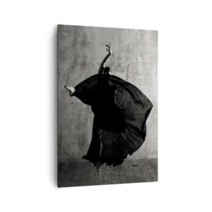 Quadro su tela - Stampe su Tela - Silhouette in bianco e nero di una ballerina in movimento su uno sfondo di muro - 70x100cm - Fasce piene di passione - Decorazione murale moderna per soggiorno e camera da letto ARTTOR