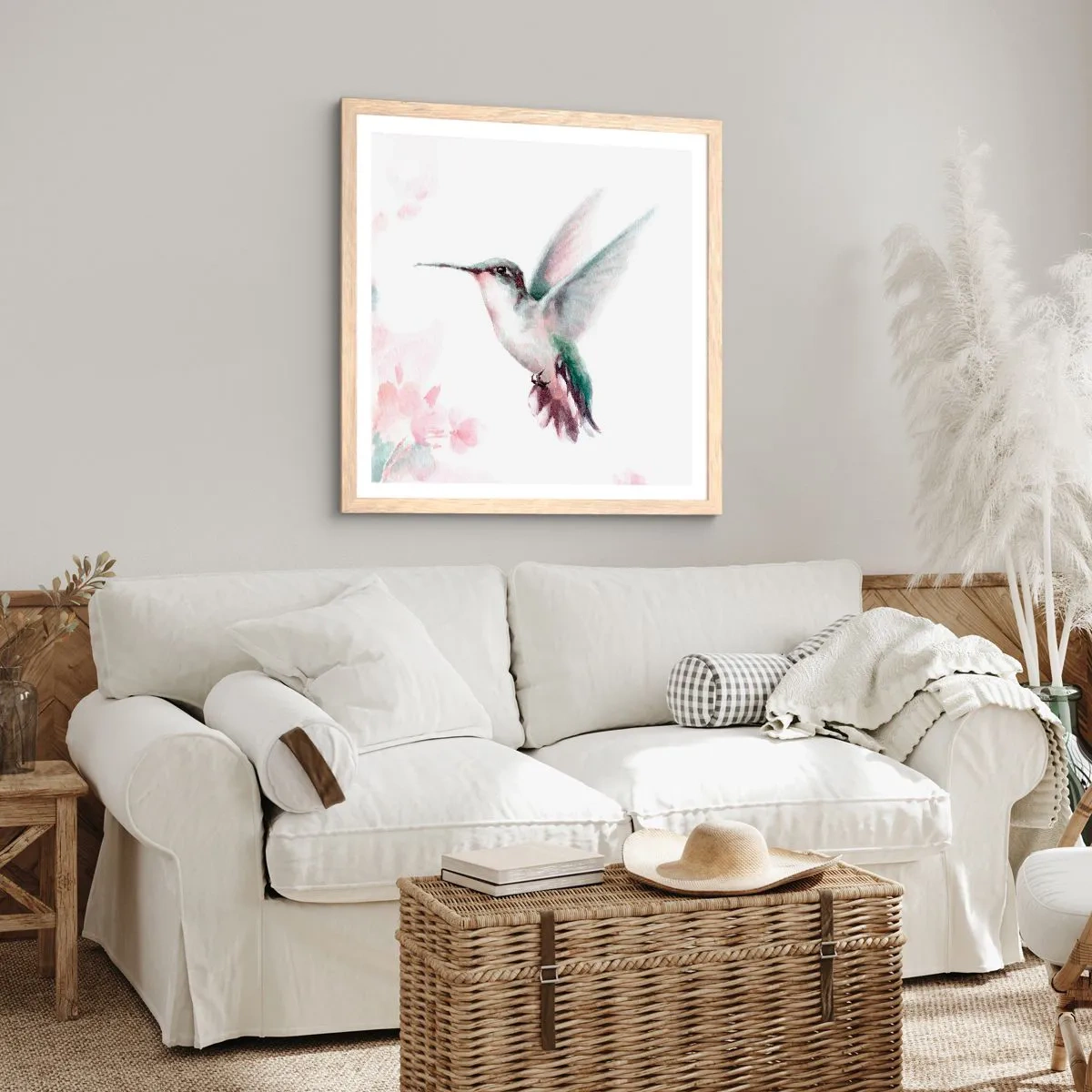 Poster in cornice rovere chiaro - Battito immobile - 50x50 cm