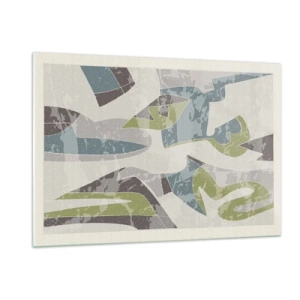 Quadro su vetro - Composizione geometrica in verde e grigio - 120x80cm - Composizione oltre il vetro - Decorazione murale moderna per soggiorno e camera da letto ARTTOR