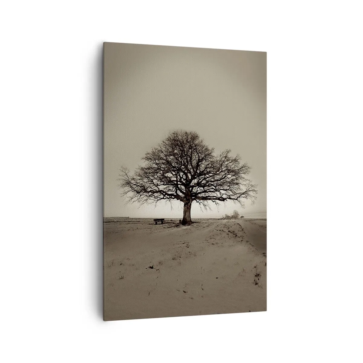 Quadro su tela - Stampe su Tela - Un albero solitario in un campo color seppia - 80x120cm - Da qui all'eternità - Decorazione murale moderna per soggiorno e camera da letto ARTTOR