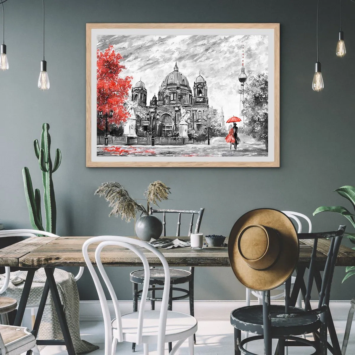 Poster in cornice rovere chiaro - Incontro a Berlino - 91x61 cm