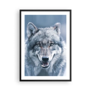 Poster in cornice nera - Ritratto di un lupo sullo sfondo di un paesaggio invernale - 50x70cm - Accetti la sfida? - Decorazione murale moderna per soggiorno e camera da letto ARTTOR