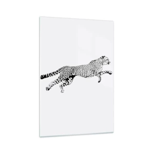 Quadro su vetro - Grafica minimalista di un ghepardo in movimento - 70x100cm - Il più veloce sulla Terra - Decorazione murale moderna per soggiorno e camera da letto ARTTOR