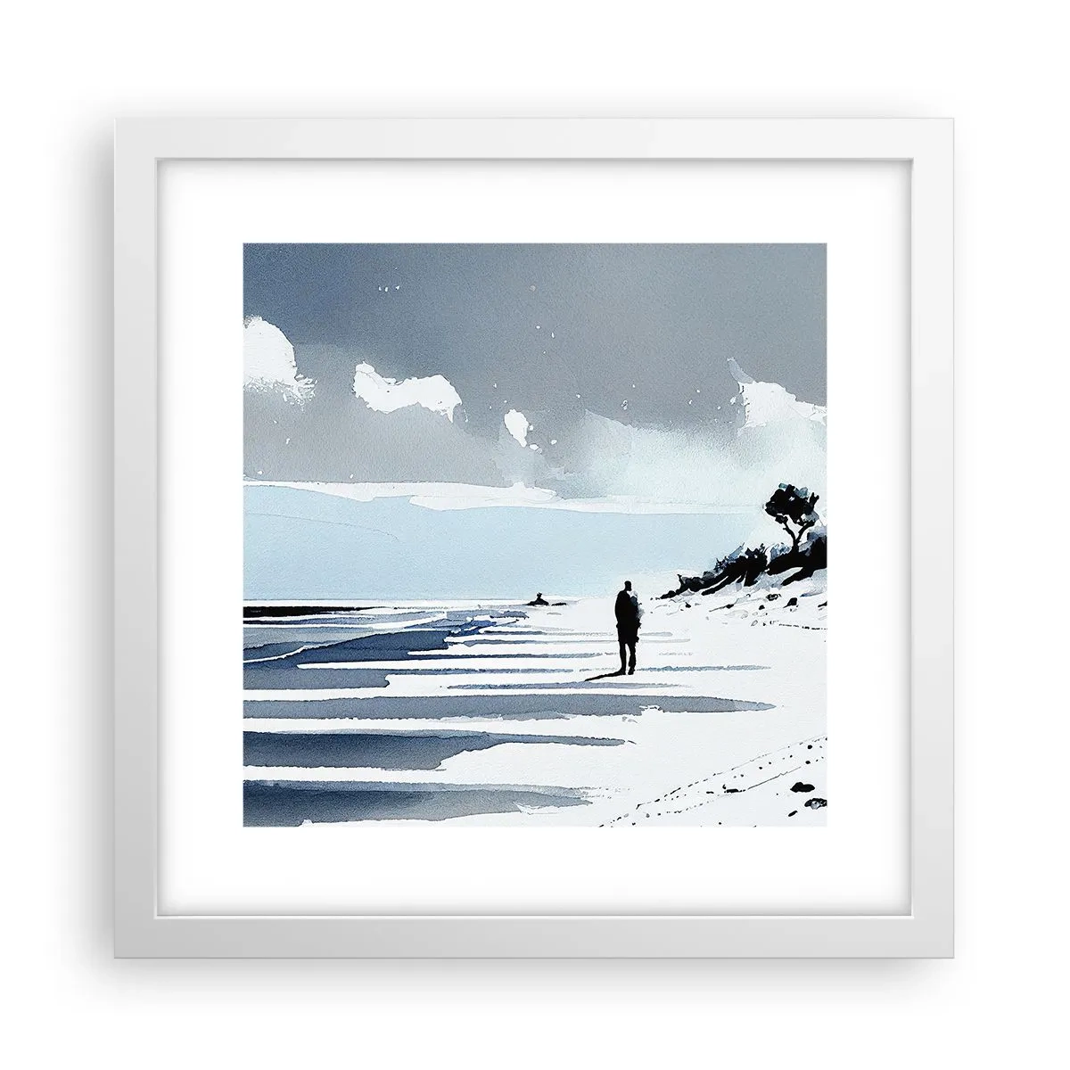 Poster in cornice bianca - Solo con se stesso - 30x30 cm