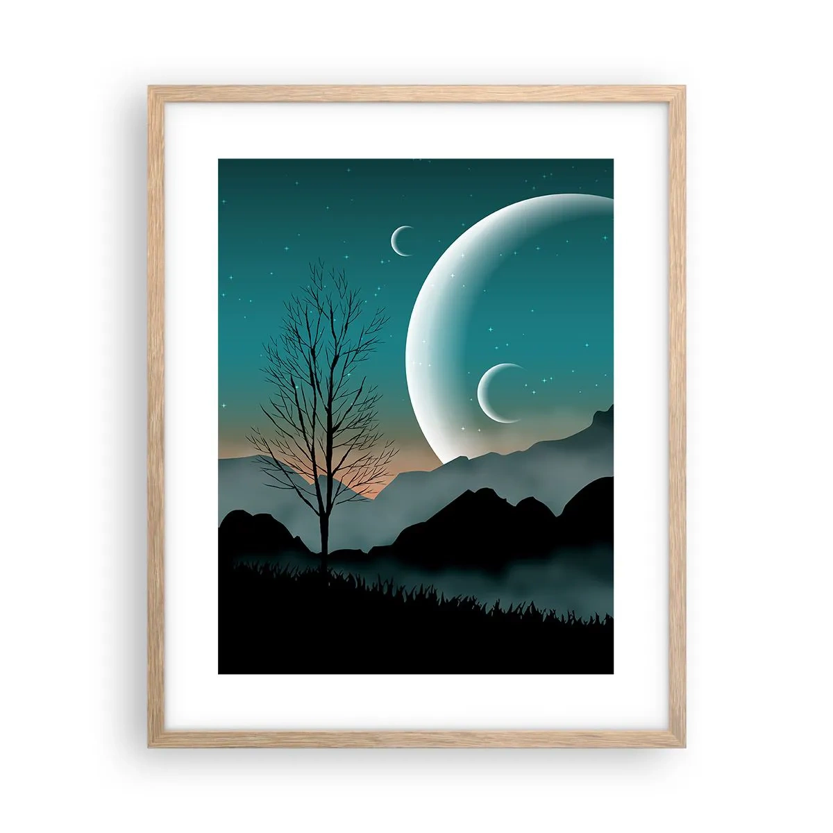 Poster in cornice rovere chiaro - Il carnevale di una notte stellata - 40x50 cm