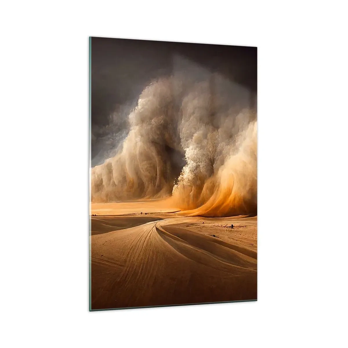 Quadro su vetro - Impressionante tempesta di sabbia nel deserto - 70x100cm - L'ira del deserto - Decorazione murale moderna per soggiorno e camera da letto ARTTOR
