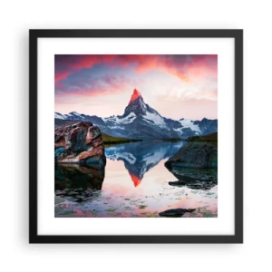 Poster in cornice nera - Il cuore dei monti è rovente - 40x40 cm