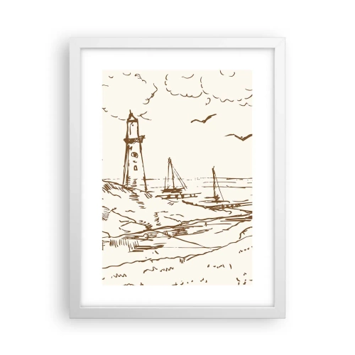 Poster in cornice bianca - Schizzo dei ricordi d'estate - 30x40 cm