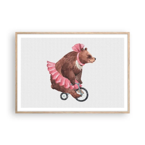 Poster in cornice rovere chiaro - Evviva il circo! - 100x70 cm