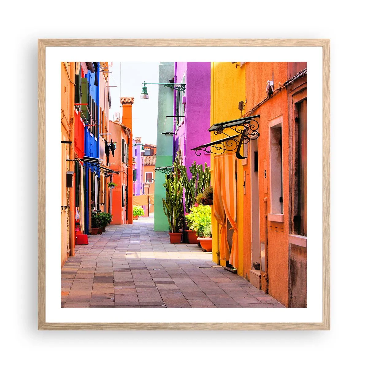 Poster in cornice rovere chiaro - Angolo multicolore - 60x60 cm