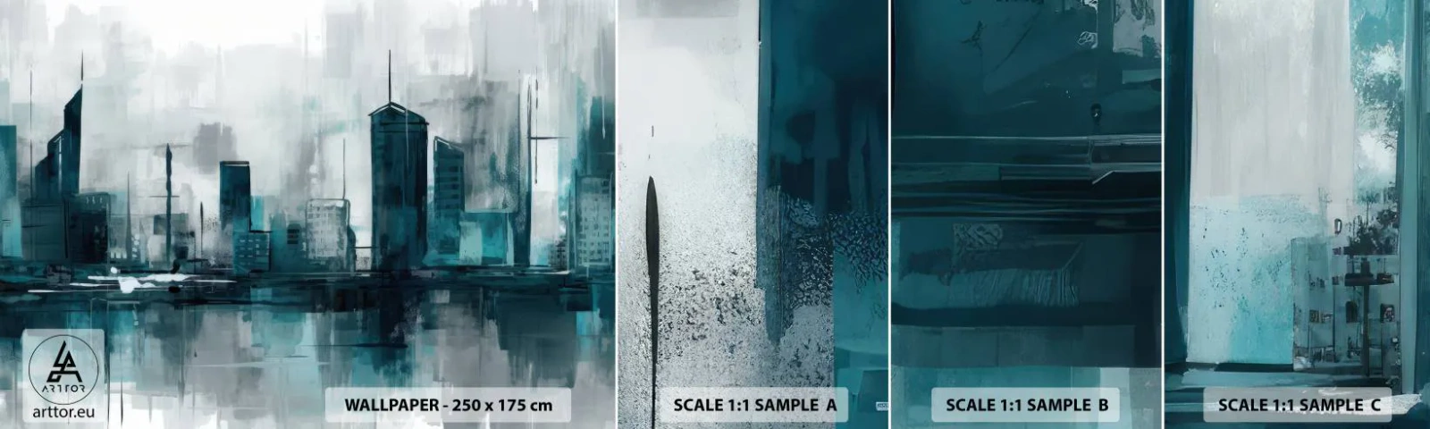 Campione di Fotomurale Adesivo Deluxe Sticker - La città al colore della pioggia - Città, Architettura, Pezzo - 100x30 cm