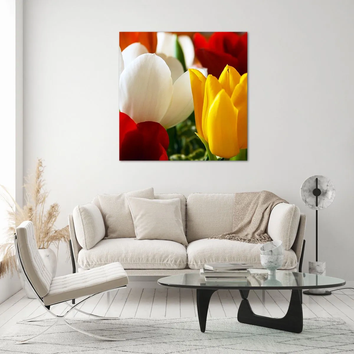 Quadro su vetro - La febbre dei tulipani - 60x60 cm