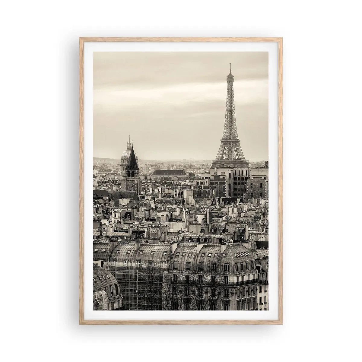 Poster in cornice rovere chiaro - Sui tetti di Parigi - 70x100 cm
