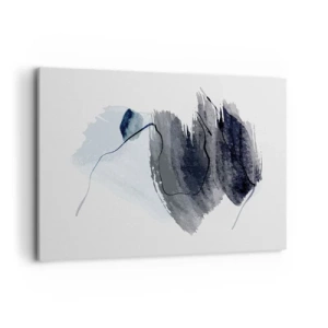 Quadro su tela - Stampe su Tela - Composizione astratta nei toni del grigio e del blu - 100x70cm - Intensità e movimento - Decorazione murale moderna per soggiorno e camera da letto ARTTOR