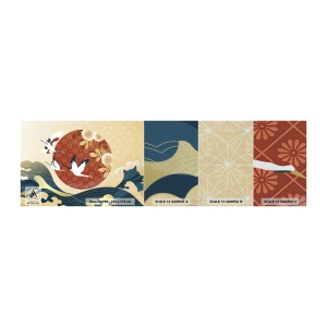 Campione di Fotomurale Premium Sand - Favola giapponese - Airone, Uccello, Astrazione - 100x30 cm