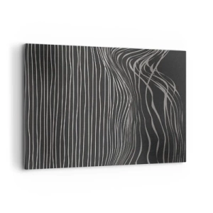 Quadro su tela - Stampe su Tela - Linee bianche su sfondo grigio scuro in una disposizione astratta - 100x70cm - Ritmo e accento - Decorazione murale moderna per soggiorno e camera da letto ARTTOR