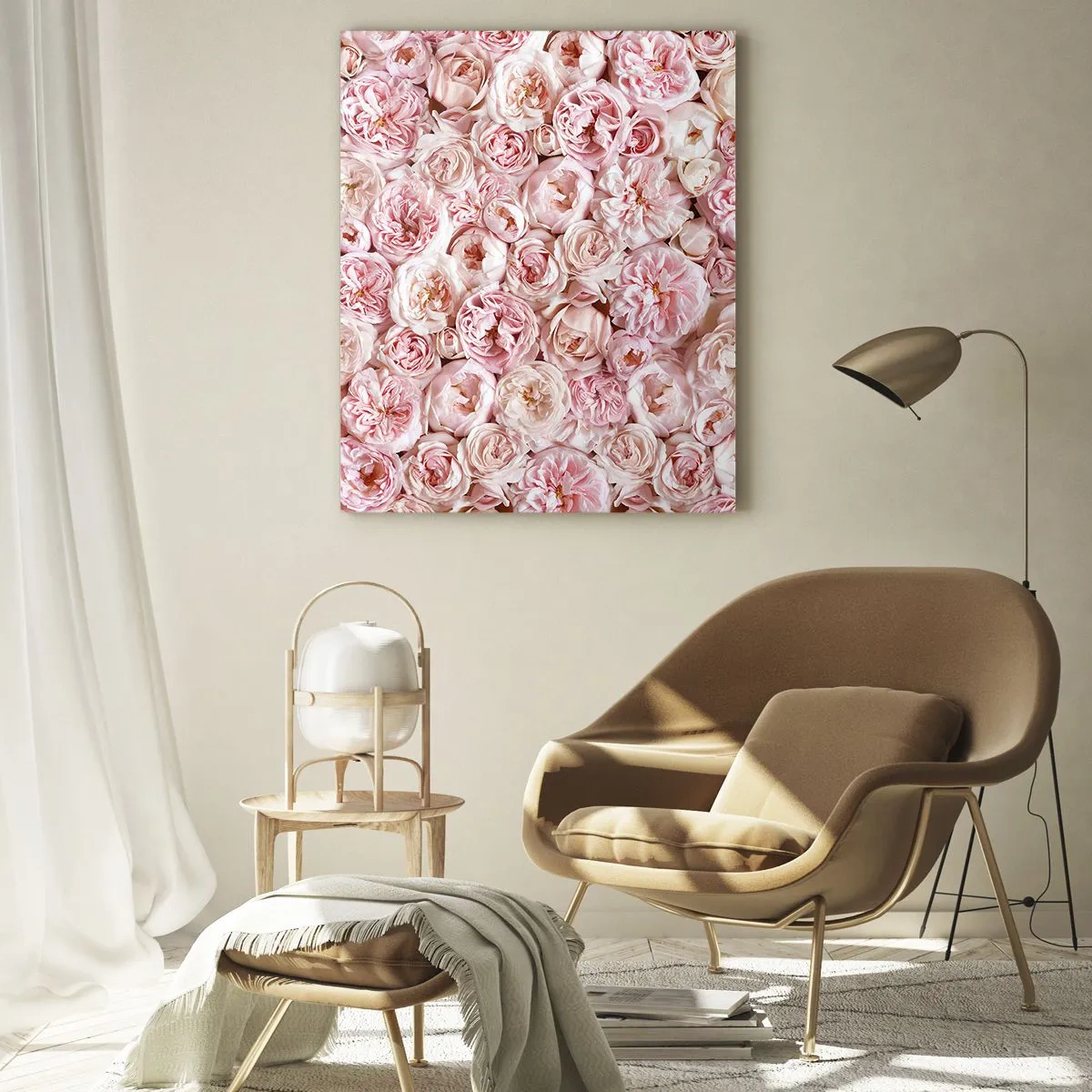 Quadro su vetro - Delicate rose in tonalità di rosa su tutta la superficie - 80x120cm - Coperto di rose - Decorazione murale moderna per soggiorno e camera da letto ARTTOR