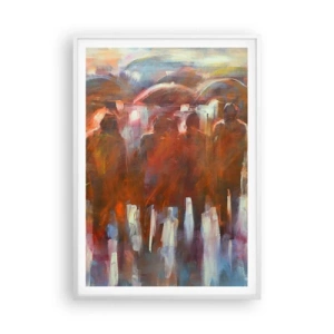 Poster in cornice bianca - Uguali nella pioggia e nella nebbia - 70x100 cm