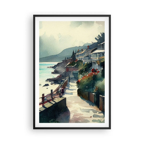 Poster in cornice nera - Cittadina mediterranea - 61x91 cm