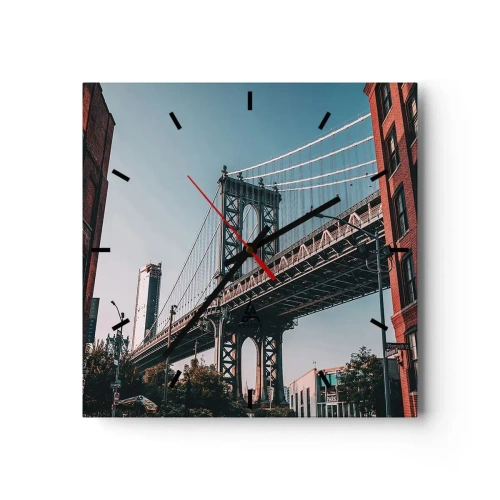 Orologio da parete - Orologio in Vetro - Un ponte tra edifici in un paesaggio urbano - 30x30cm - Sopra le onde della città - Decorazione murale moderna per soggiorno e camera da letto ARTTOR
