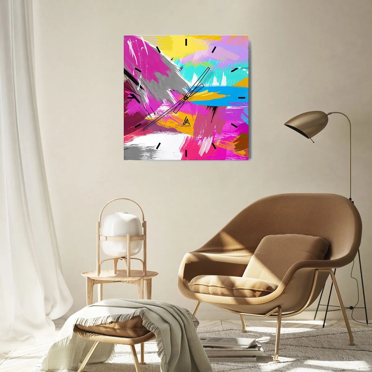 Orologio da parete - Orologio in Vetro - Pennellata dopo pennellata - 40x40 cm