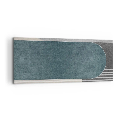Quadro su tela - Stampe su Tela - Astrazione geometrica nei toni del grigio e del verde - 120x50cm - Composizione orizzontale  - Decorazione murale moderna per soggiorno e camera da letto ARTTOR