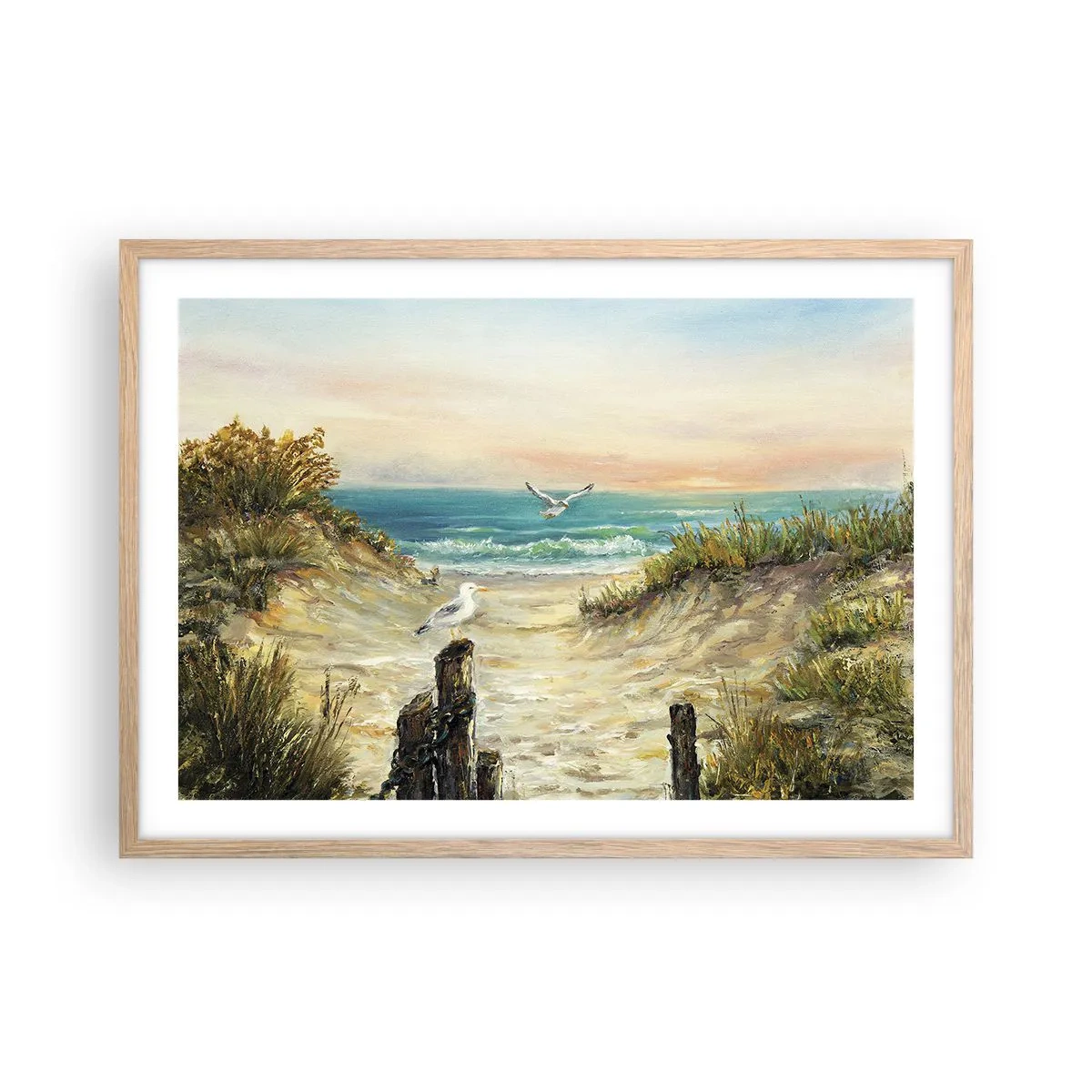 Poster in cornice rovere chiaro - Silenzio senza vento - 70x50 cm