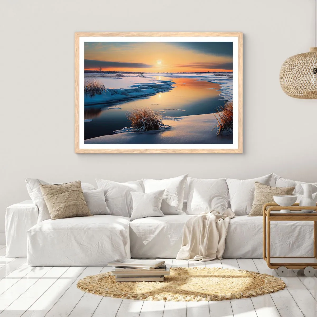 Poster in cornice rovere chiaro - Tramonto invernale - 50x40 cm